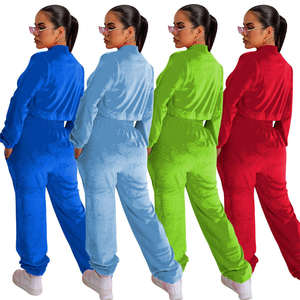 Nuevo Diseño 2022, Chándal Deportivo de Dos Piezas para Mujer, Etiqueta Privada Personalizada, Colores Sólidos, Terciopelo, Transpirable y Ecológico - Product Image 4