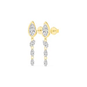 Boucles d'oreilles en or rose 9 carats avec diamants de laboratoire en forme de poire percée de 3,36 CTW, design de joaillerie fine haut de gamme pour occasions spéciales - Product Image 6
