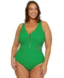Maillot de bain une pièce grande taille effet ventre plat avec jeu de couleurs |   Becca ETC - Product Image 1