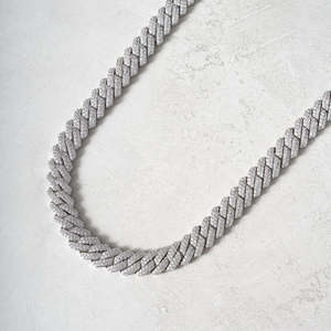 Collar de Cadena Cubana de Plata de Ley 925 con Moissanita, Corte Brillante Redondo, Joyería Hip Hop para Fiestas y Bodas - Product Image 2