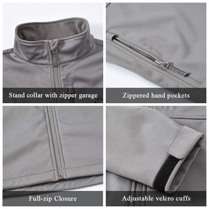 Chaqueta de Forro Polar Gris para Hombre, Cuello Alto, Cierre de Cremallera, Resistente al Viento, Ropa Casual para Exteriores, Temporada de Otoño, Corte Regular - Product Image 6