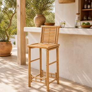 Wholesale Bamboo <b>Bar</b> Chair Natural Solid Frame Weather Resistant Durable High <b>Stool</b> Seating for Indoor Outdoor Patio Furniture - Product Image 1