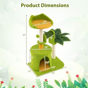 22LBS Capacity <b>Cat</b> Tree with Self Groomer and <b>Scratching</b> <b>Posts</b> Palm Tree Design - Product Image 5