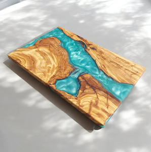 Planche à découper moderne en résine époxy et bois pour couper fruits, légumes, viande – Planche de découpe élégante et luxueuse style rivière pour ustensiles de cuisine - Product Image 6