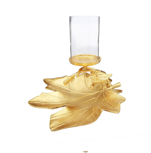 เชิงเทียนทองเหลืองรูปทรงประติมากรรมประดับดอกไม้ใบสูงและดอกลิลลี่อันงดงาม มีจำหน่ายในราคาขายส่ง - Product Image 3