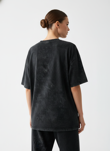 T-shirt surdimensionné en molleton français de qualité supérieure 450 GSM, lavage à l'acide, pour femmes - Édition logo SQS - Product Image 4