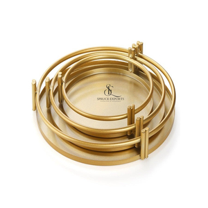 Elegant Wooden Cake <b>Stand</b> With Gold Metal Wire Curved Base. Tabletop Display Round Shape <b>Cupcake</b> <b>Stand</b> For Parties & Cafes - Product Image 6