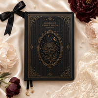 Carnet de notes LABON personnalisé « Pivoine de Minuit » avec couverture rigide noire et dorure à chaud – Journal esthétique de luxe – Papeterie en gros – Cadeau