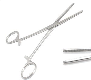 Pinces hémostatiques compactes de 4,5 pouces dotées d'un mécanisme de verrouillage précis, idéales pour une fixation sécurisée et délicate des vaisseaux. - Product Image 1