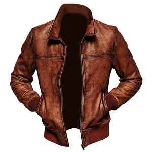 Chaqueta de Motociclista de Cuero para Hombre, Diseño Personalizado, Invierno, Estilo Desgastado, Hecha a Medida, Logotipo Grabado en Relieve en la Parte Delantera, Transpirable y Ecológica - Product Image 1