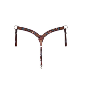 Collar de pecho pintado occidental de cuero genuino de alta calidad 100% con trabajo de puntada de látigo proveedor de Fabricante al por mayor - Product Image 4