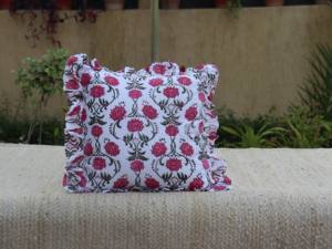 Indian Bohemian Rectangular Decorative <b>Cushion</b> Covers Handmade Pink Block <b>Print</b> Floral Throw Pillow Sham Decorative Pillows - Product Image 2