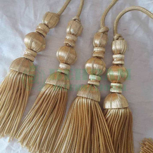 Premium Quality Gold Metallic Thread Priest Borlas Bolitas Tassel Set Handwork Cincture <b>Cord</b> Tassels Pearls Vestments <b>Curtain</b> - Product Image 6