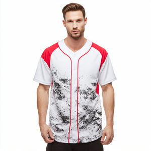 Camisetas de béisbol estampadas de manga corta de alta calidad. Camisa de béisbol ligera con botones para hombre. - Product Image 3