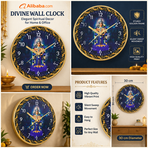 Horloge murale décorative en plastique imprimé Subramanya Swamy - Produit promotionnel pour le bureau pour Pâques et la Saint-Valentin - Product Image 3