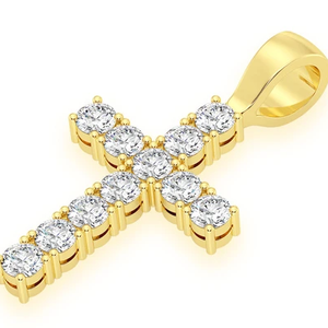 Pendentif Croix Iced Out en Or Blanc, Moissanite VVS, Collier Statement Luxe Hip Hop Chrétien pour Hommes - Product Image 2
