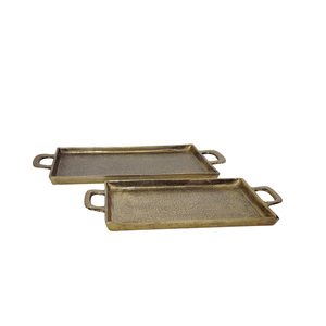 Ensemble de plateaux de service ovales en laiton doré de luxe, décoratifs, pour la présentation et le rangement des aliments, avec bord ondulé, pour la salle à manger - Product Image 5