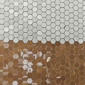 Qualité d'exportation Prix bon marché Noir Blanc Dosseret Porcelaine Irrégulière Haute brillance Mosaïque Carreaux de sol 15x15 10x10 - Product Image 3