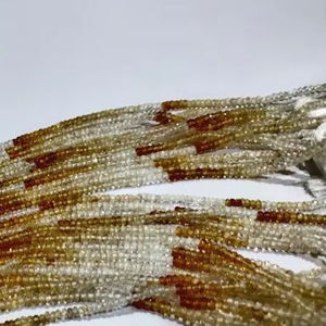 Perles de citrine naturelle ombrée, facettées, rondes, 3 mm, vendues par brin, 13 pouces de long - Product Image 2