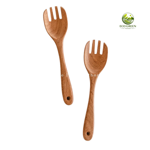 Handcarved Classic Wooden Salad Servers Spoon Kitchen Serving Utensils Durable Eco-Friendly Long Handle - Product Image 6
