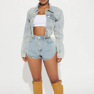 Nouvel Arrivage Ensemble Jean Femme : Veste et Pantalon Décontracté Délavé Coupe Slim, Conception Personnalisée OEM, Vente en Gros pour Streetwear - Product Image 4