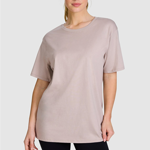 T-shirt décontracté pour femme, coupe ample, col rond, manches courtes, couleur unie, 100% coton, tissu jersey respirant, à porter toute l'année - Product Image 6