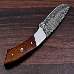 Cuchillo de caza de hoja fija de Damasco personalizado con mango de madera, cuchillo para exteriores, cuchillo de camping, suministro OEM, regalo para EE. UU. y la UE - Product Image 4
