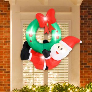 Decorazione Natalizia Gonfiabile Impermeabile IP44 in Poliestere da 120 cm con Ghirlanda di Babbo Natale e 5 Luci LED (3 Ghirlande/2 Babbo Natale) - 2 Decorazioni da Esterno per Giardino - Product Image 2