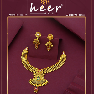 Conjunto de Collar de Oro Tradicional Antiguo con Diseño de Templo y Pendientes de Novia, Colección de Joyería Étnica para Bodas - Product Image 2