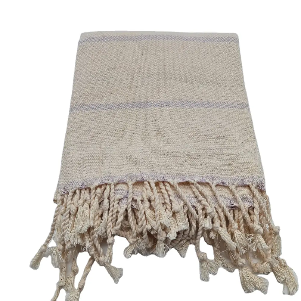 Serviette Artemis à rayures lilas avec franges naturelles 100 coton, serviettes de bain de plage en gros, serviette turque peshtemal pour hamster