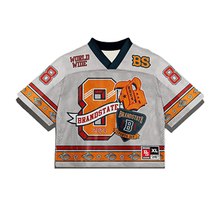 Customizable Vintage Men's <b>Soccer</b> Football Jersey Oversized Boxy Mesh V-Neck Crop Drop Shoulder Winter OEM Service Private Logo - Product Image 1