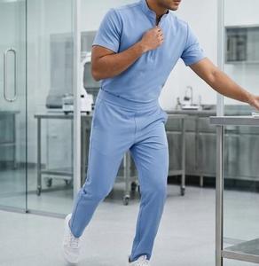 Mens Light Blue Medical Hospital Custom <b>Uniform</b> Set <b>Scrub</b> Set - Product Image 2