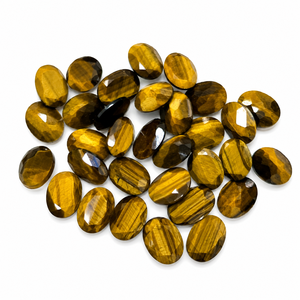 Cristales facetados de ojo de tigre de alta calidad, forma ovalada, cabujón, piedras semipreciosas sueltas para suministro de joyería al por mayor. - Product Image 1