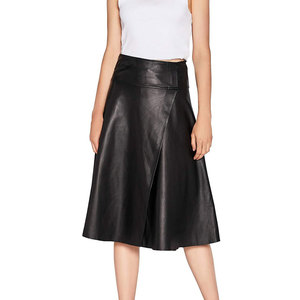 Jupe en similicuir pour femme, asymétrique, taille haute, coupe trapèze, noire 2026 - Product Image 2