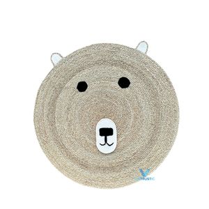 Best Selling Vietrustic <b>Rustic</b> Happy Smiley <b>Rug</b> Natural Seagrass Water Hyacinth Woven Handmade Striped Pattern Washable Baby - Product Image 3