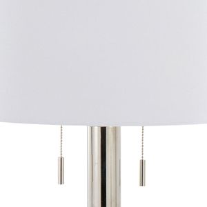 Lampada da tavolo contemporanea in metallo Grandview Gallery by Master da 29 pollici, base in nichel lucido con paralume in lino bianco, set da 2 - Product Image 5