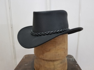 Sombrero de Vaquero de Cuero Negro Perforado, Transpirable, Estilo Western, para Verano, con Banda Trenzada y Ala Ancha, para Montar a Caballo - Product Image 2