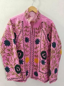 Chaqueta de Lona de Algodón Bordada con Diseño Suzani para Mujer – Prenda Exterior Étnica Boho Hecha a Mano - Product Image 5