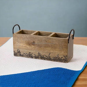 ที่ใส่ผ้าเช็ดปากโต๊ะรับประทานอาหารแบบทันสมัยเป็นมิตรกับสิ่งแวดล้อมเครื่องใช้ในครัวชั้นเก็บของไม้มะม่วงสำหรับส้อมช้อน - Product Image 3