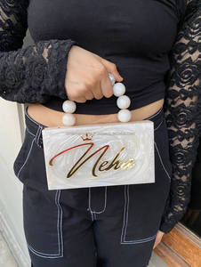 Exquisite Top Handle Resin <b>Clutch</b> Personalized Name Embroidered Hen Party <b>Bridesmaid</b> Waterproof <b>Clutches</b> <b>Bags</b> for Women 20 Pcs - Product Image 2