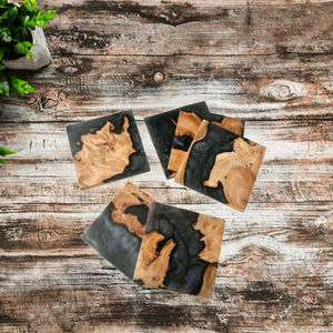 Posavasos Cuadrados de Lujo Modernos al por Mayor, Alfombrillas de Madera y Resina Epoxi con Aislamiento Térmico, Bases de Resina y Madera, y Bases de Bambú y Nogal para Uso en Cocina - Product Image 3