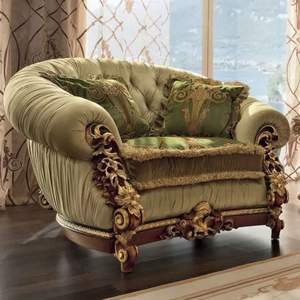 Juego de Sofá Cama de Lujo Plaza, Diseño Francés Clásico en Madera de Caoba Tallada Verde, Ecológico y Duradero para Sala de Estar - Product Image 2