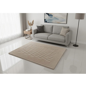 Tapis en laine tissé à la main moderne au prix d'usine |   Tapis en damier beige texturé 3D |   Vente en gros, taille personnalisée et échantillon disponibles, cadeau - Product Image 5