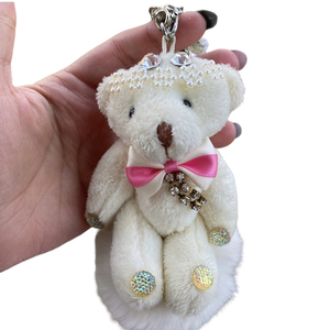 White Plush Bear <b>Christmas</b> Ornament With Red <b>Scarf</b> Soft 3D Cartoon Keychain Pendant - Product Image 4