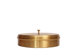 Conteneur à épices artisanal en laiton de qualité supérieure - 8 pouces |   Masala Dani gravé par un designer pour la cuisine |   Boîte de rangement pour épices indiennes de luxe - Product Image 3