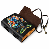 Carnet artisanal en cuir souple avec motif Arbre de Vie et Attrape-rêves, 100 feuilles de papier vintage à bords festonnés, journal intime, cadeau