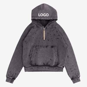 Sudaderas con Capucha para Hombre, Diseño Personalizado de Alta Calidad, Fabricadas en Fábrica, Estilo Desgastado, Nuevo Diseño, Venta al Por Mayor, 100% Algodón, Cierre de Cremallera, Cuello en V, Transpirables - Product Image 3