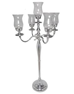 Candelabro de METAL de cinco llamas para boda, cristal, huracán - Product Image 1