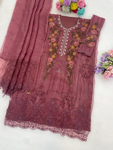 Elegante Salwar Kameez Moderno de Seda Bordado Semisellado con Lentejuelas y Trabajo Khatli para Mujer, Ideal para Bodas, Fiestas y Eventos, de Secado Rápido - Product Image 6