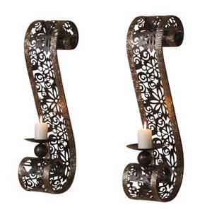 Juego de 2 candelabros de Metal Vintage con acabado marrón, luces LED decorativas montadas en la pared, aluminio de alta calidad, decoración navideña para el hogar al aire libre - Product Image 3